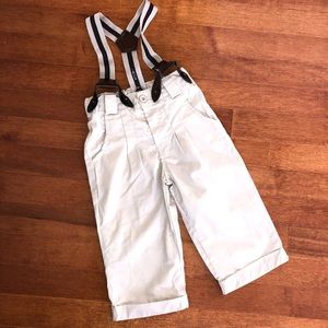 Vintage style boys pants with suspenders.